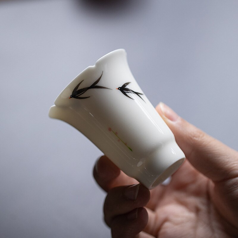 2db/Szett Tiszta, kézzel festett fecskemanó művészeti teáscsésze háztartási kerámia egypohár mesterpohár Kung fu tea kis Juxiang illatos csésze