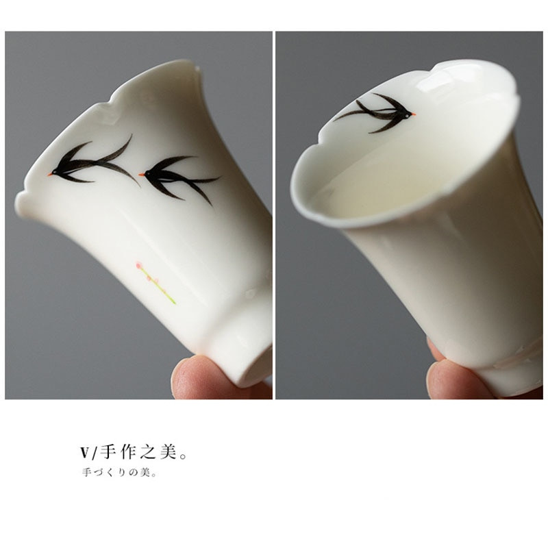 2db/Szett Tiszta, kézzel festett fecskemanó művészeti teáscsésze háztartási kerámia egypohár mesterpohár Kung fu tea kis Juxiang illatos csésze