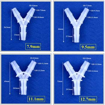 5~200бр. 2.4~12.7mm PP Y-образен тройник Съединители Резервоар за аквариум Въздушна помпа Аератор Маркуч Пагода Съединения Фитинги за напояване на водопровод
