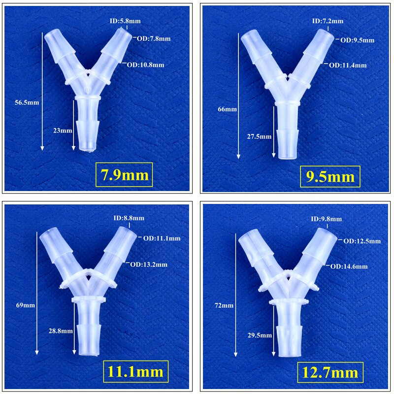 5~200db 2,4~12,7mm PP Y-stílusú póló csatlakozók Akvárium tartály légszivattyú levegőztető tömlő pagoda illesztések öntözővíz csőszerelvények