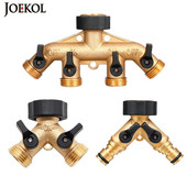 Livrare rapidă 3/4" 2/4 căi din alamă despărțitor de furtun de grădină Distribuitor de conector pentru robinet de udare tip Y pentru robinet și robinet de exterior