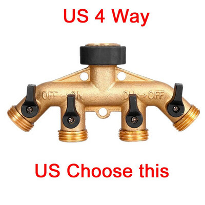 Livrare rapidă 3/4" 2/4 căi din alamă despărțitor de furtun de grădină Distribuitor de conector pentru robinet de udare tip Y pentru robinet și robinet de exterior