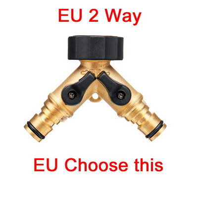 Livrare rapidă 3/4" 2/4 căi din alamă despărțitor de furtun de grădină Distribuitor de conector pentru robinet de udare tip Y pentru robinet și robinet de exterior