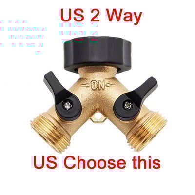 Livrare rapidă 3/4" 2/4 căi din alamă despărțitor de furtun de grădină Distribuitor de conector pentru robinet de udare tip Y pentru robinet și robinet de exterior