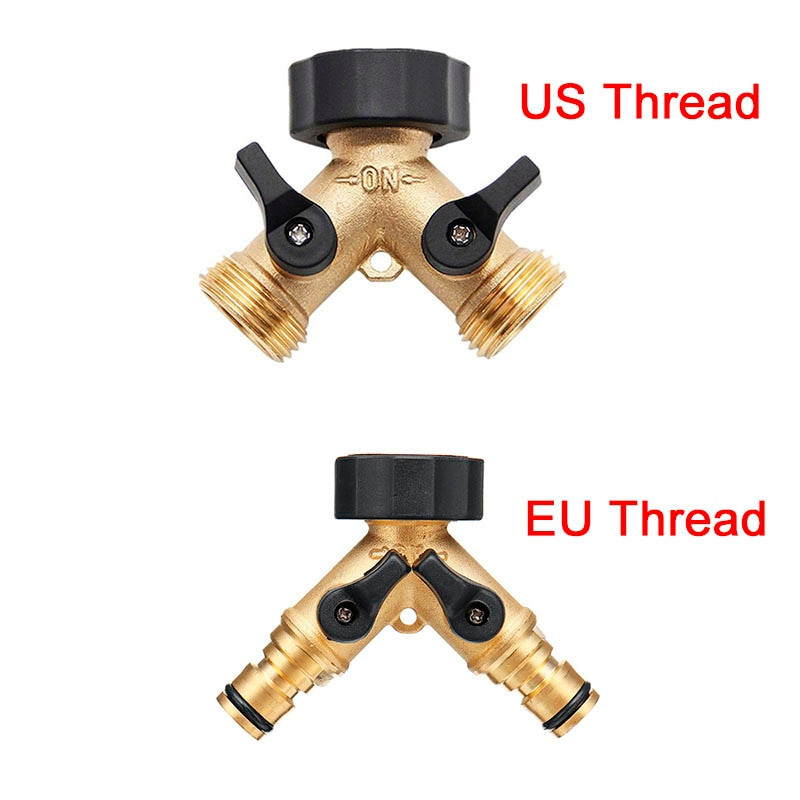 Livrare rapidă 3/4" 2/4 căi din alamă despărțitor de furtun de grădină Distribuitor de conector pentru robinet de udare tip Y pentru robinet și robinet de exterior
