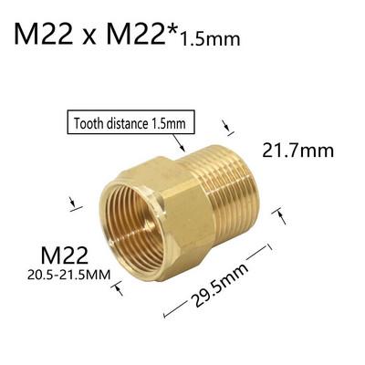 Sárgaréz 3/8 1/2 hüvelykes M22 M18 M14 menetes csatlakozó anya vízcsap javítás Hosszabbító konyha fürdőszoba cső adapter 1 db