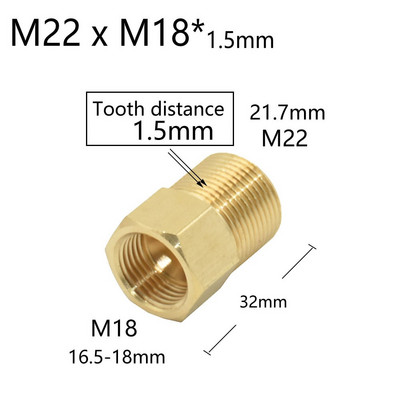Sárgaréz 3/8 1/2 hüvelykes M22 M18 M14 menetes csatlakozó anya vízcsap javítás Hosszabbító konyha fürdőszoba cső adapter 1 db