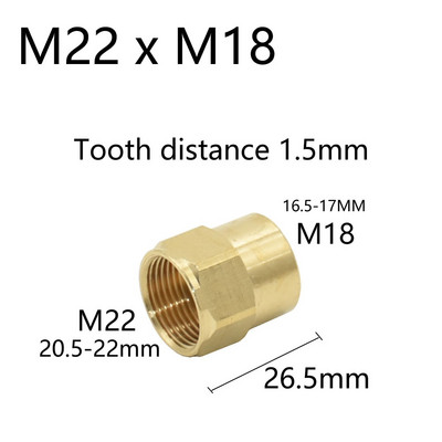 Sárgaréz 3/8 1/2 hüvelykes M22 M18 M14 menetes csatlakozó anya vízcsap javítás Hosszabbító konyha fürdőszoba cső adapter 1 db