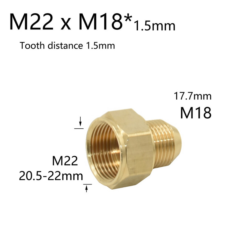 Sárgaréz 3/8 1/2 hüvelykes M22 M18 M14 menetes csatlakozó anya vízcsap javítás Hosszabbító konyha fürdőszoba cső adapter 1 db