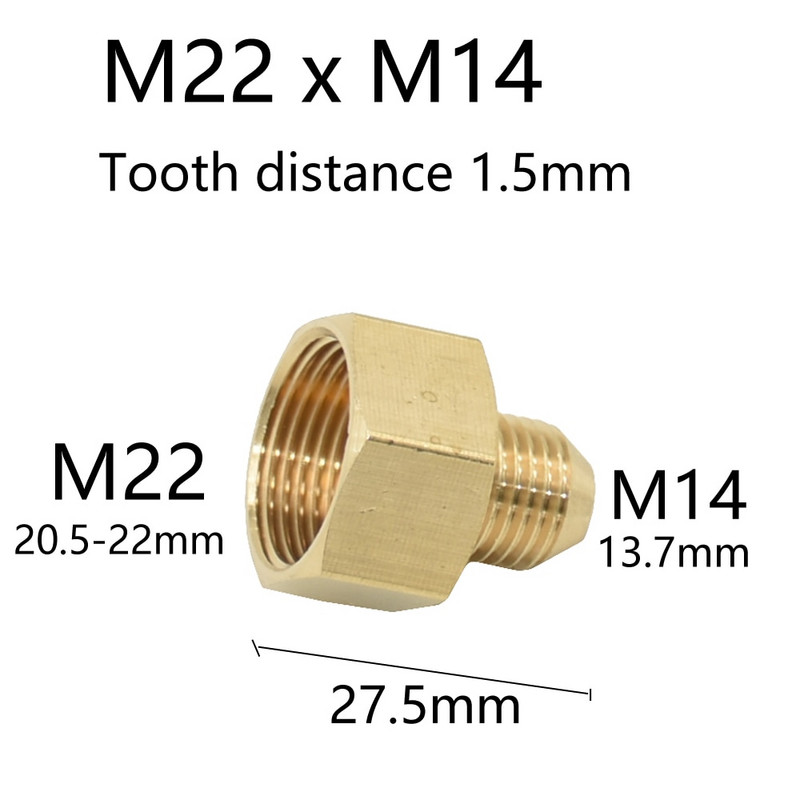 Sárgaréz 3/8 1/2 hüvelykes M22 M18 M14 menetes csatlakozó anya vízcsap javítás Hosszabbító konyha fürdőszoba cső adapter 1 db