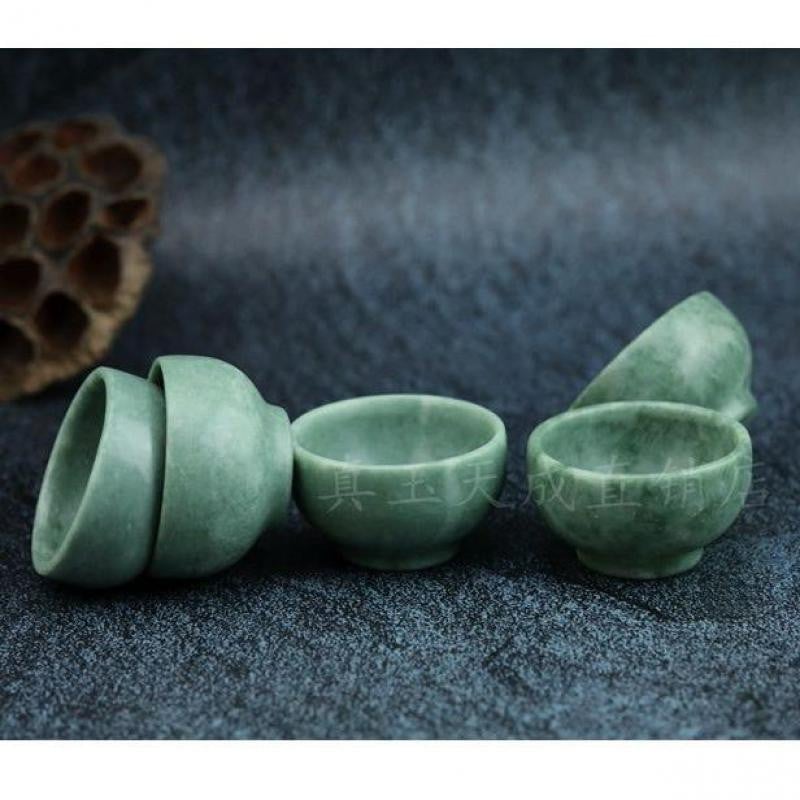 25 ml ceașcă de ceai din jad verde real, set de ceainic pentru sănătate, piatră de jad natural de Guizhou, cești de ceai Kung Fu sculptate manual, Gongfu, vase de ceai, vase cadou