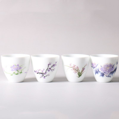 4db színváltó kerámia teáscsésze kézzel készített fehér porcelán mesterpohár Hordozható személyi egy csésze teáskészlet tartozékok