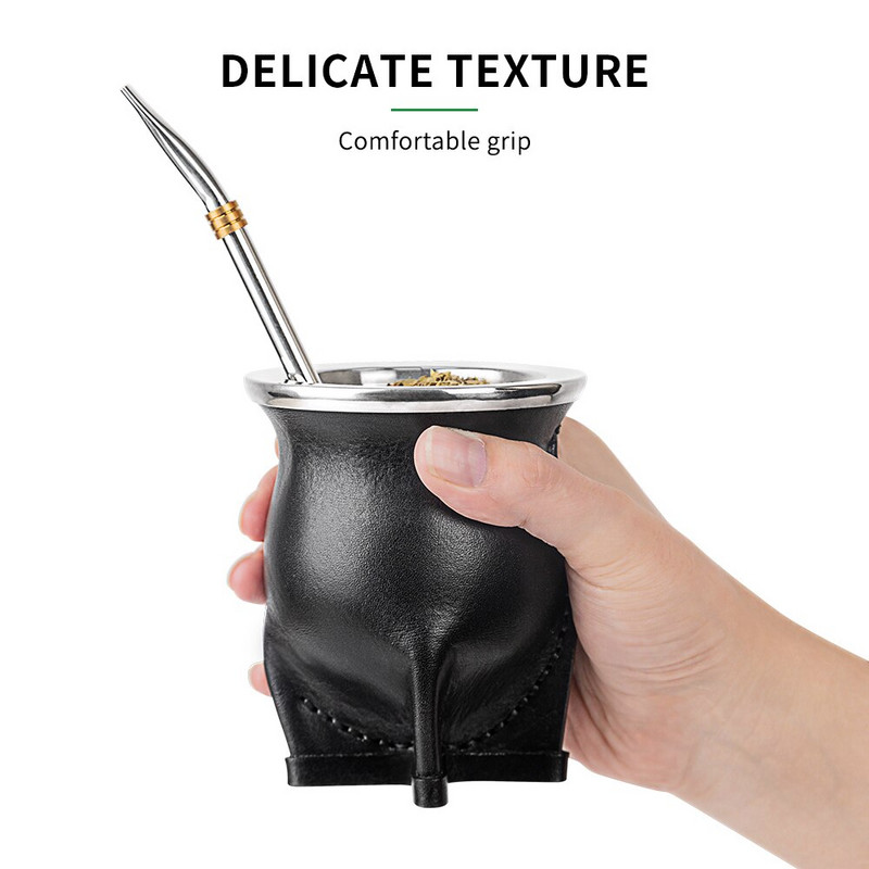 Argentina Yerba Mate puodelis su keramikiniu pamušalu šiaudų arbatos moliūgo puodelis One Bombilla Mate (šiaudeliai) ir valymo šepetys