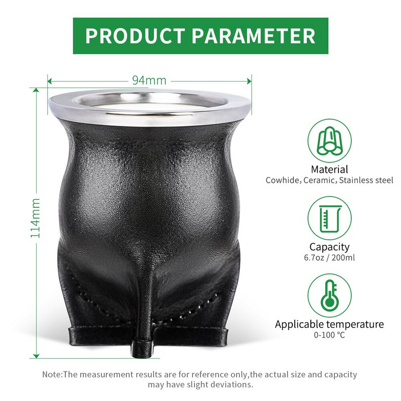 Argentina Yerba Mate puodelis su keramikiniu pamušalu šiaudų arbatos moliūgo puodelis One Bombilla Mate (šiaudeliai) ir valymo šepetys