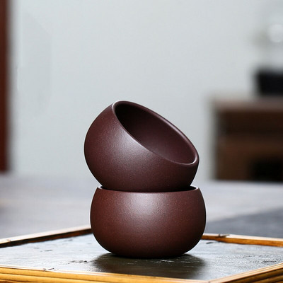 2 бр./компл. 80 мл автентична чаша за чай от лилава глина Yixing Ръчно изработена чаша за медитация Купа за чай за пътуване Pu'er Master Tea Cup китайски комплект за чай