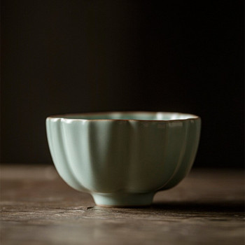 160ml Hanmade Ru Kiln Kung Fu Tea Cup Household Large Master Cup Lotus Cup Pu\'er Tea Bowl Azure Porcelain Tea Set Personal Cup