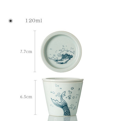 Japán stílusú kerámia mesterpohár fedővel Retro pontyhal nagy teacsésze teafőző Gaiwan egyenes szájú egypohár csészealjjal