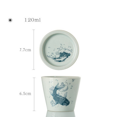Japán stílusú kerámia mesterpohár fedővel Retro pontyhal nagy teacsésze teafőző Gaiwan egyenes szájú egypohár csészealjjal