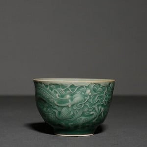 PINNY 85 ml kerámia dombornyomott sárkány teáscsészék Celadon Kung Fu Master Cup hagyományos kínai hőálló ivóedények