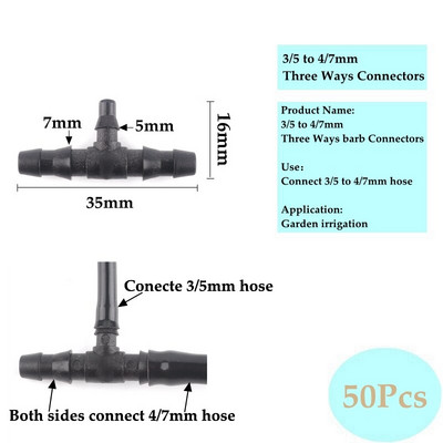 3/5 4/7 8/11 mm aia kastmise ühendused Kolmesuunaline viiesuunaline jaoturi seadme vooliku pistik niisutamise tilguti nool