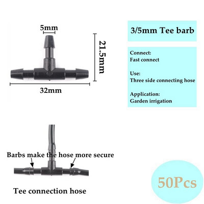 3/5 4/7 8/11 mm aia kastmise ühendused Kolmesuunaline viiesuunaline jaoturi seadme vooliku pistik niisutamise tilguti nool
