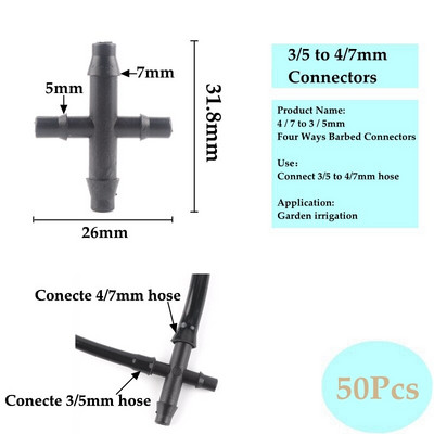 3/5 4/7 8/11 mm aia kastmise ühendused Kolmesuunaline viiesuunaline jaoturi seadme vooliku pistik niisutamise tilguti nool