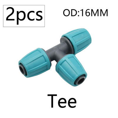 2db 16 mm-es 1/2'' PE csőcsatlakozó elosztó póló csatlakozó menetes zár a 4/7 mm-es tömlőhöz Kerti öntözés csepegtető öntözőszerelvények