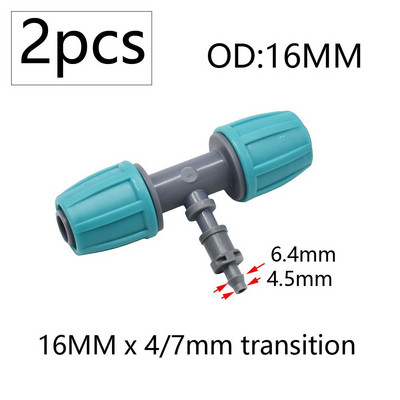 2db 16 mm-es 1/2'' PE csőcsatlakozó elosztó póló csatlakozó menetes zár a 4/7 mm-es tömlőhöz Kerti öntözés csepegtető öntözőszerelvények