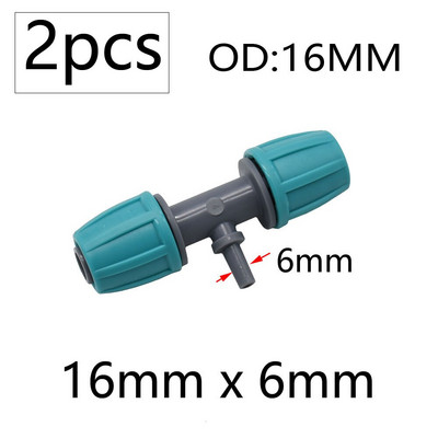 2db 16 mm-es 1/2'' PE csőcsatlakozó elosztó póló csatlakozó menetes zár a 4/7 mm-es tömlőhöz Kerti öntözés csepegtető öntözőszerelvények