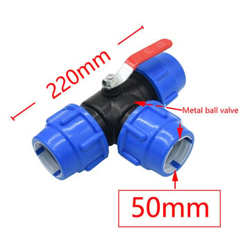 PE 3-Way Fast Connection Pipe Valve Plastic Ball Valve T-Type Water Splitte Εσωτερική διάμετρος 20/25/32/40/50 mm Αξεσουάρ σωλήνα