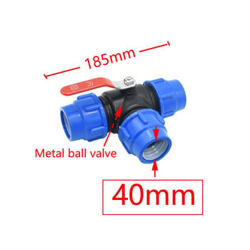 PE 3-Way Fast Connection Pipe Valve Plastic Ball Valve T-Type Water Splitte Εσωτερική διάμετρος 20/25/32/40/50 mm Αξεσουάρ σωλήνα