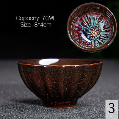 Vintage daugiaspalvis krosnis Flambe keraminis arbatos puodelis japoniško stiliaus rankų darbo arbatos puodelis Temmoku glazūros arbatos rinkinys namų arbatos dubenėlis Master Cup