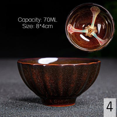 Vintage daugiaspalvis krosnis Flambe keraminis arbatos puodelis japoniško stiliaus rankų darbo arbatos puodelis Temmoku glazūros arbatos rinkinys namų arbatos dubenėlis Master Cup