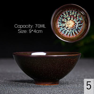 Vintage daugiaspalvis krosnis Flambe keraminis arbatos puodelis japoniško stiliaus rankų darbo arbatos puodelis Temmoku glazūros arbatos rinkinys namų arbatos dubenėlis Master Cup