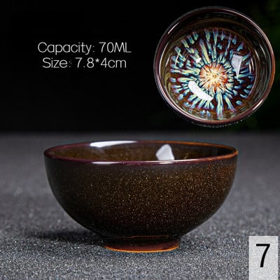 Vintage daugiaspalvis krosnis Flambe keraminis arbatos puodelis japoniško stiliaus rankų darbo arbatos puodelis Temmoku glazūros arbatos rinkinys namų arbatos dubenėlis Master Cup