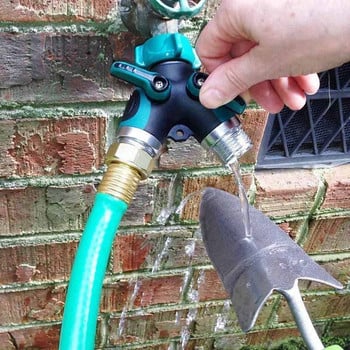 Garden Watering Two Way Hose Splitters Connector Μεταλλικό σώμα διανομέα για υπαίθρια βρύση και βρύση