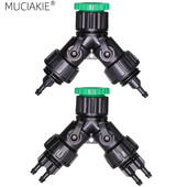 MUCIAKIE 1PC 1/2'' 3/4'' 2-IN-1 Filet mamă la 1/4'' Barb 2 căi 4 căi Conector de oprire Adaptoare de cuplare pentru udare grădină