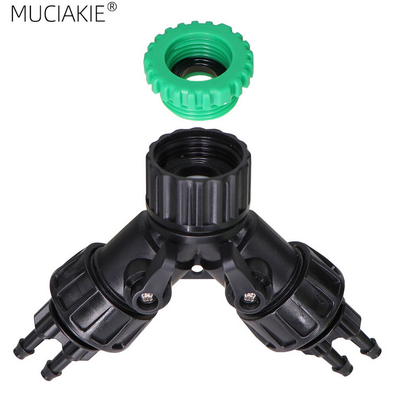 MUCIAKIE 1PC 1/2'' 3/4'' 2-IN-1 Filet mamă la 1/4'' Barb 2 căi 4 căi Conector de oprire Adaptoare de cuplare pentru udare grădină