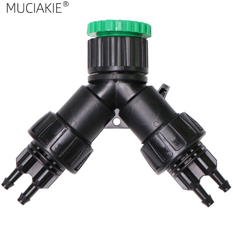 MUCIAKIE 1PC 1/2'' 3/4'' 2-IN-1 Filet mamă la 1/4'' Barb 2 căi 4 căi Conector de oprire Adaptoare de cuplare pentru udare grădină