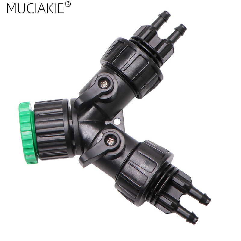 MUCIAKIE 1PC 1/2'' 3/4'' 2-IN-1 Filet mamă la 1/4'' Barb 2 căi 4 căi Conector de oprire Adaptoare de cuplare pentru udare grădină