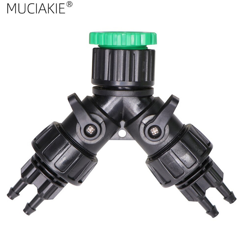 MUCIAKIE 1PC 1/2'' 3/4'' 2-IN-1 Filet mamă la 1/4'' Barb 2 căi 4 căi Conector de oprire Adaptoare de cuplare pentru udare grădină