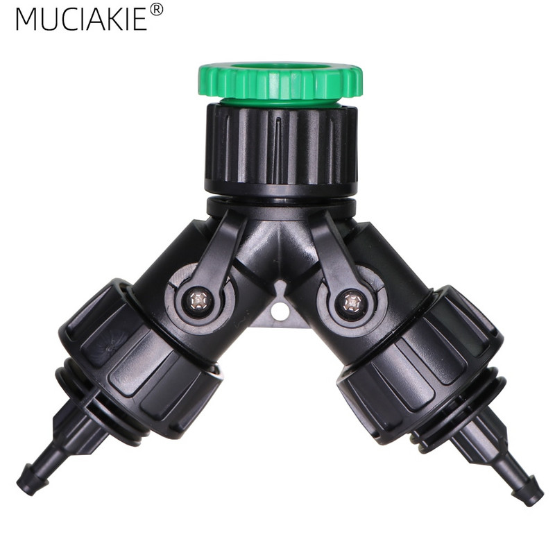 MUCIAKIE 1PC 1/2'' 3/4'' 2-IN-1 Filet mamă la 1/4'' Barb 2 căi 4 căi Conector de oprire Adaptoare de cuplare pentru udare grădină