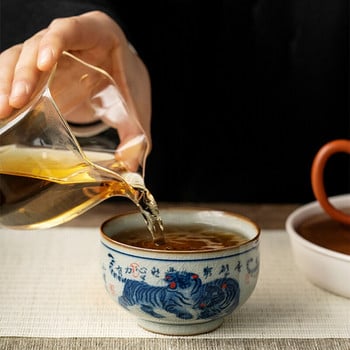 Αντίκες κεραμικό άνοιγμα Κινεζικό Tiger Cup Pottery Beautiful Jingdezheng Cups Tea Cup Set Κούπες τσαγιού για τελετή τσαγιού
