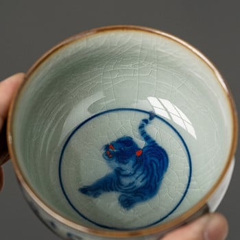Αντίκες κεραμικό άνοιγμα Κινεζικό Tiger Cup Pottery Beautiful Jingdezheng Cups Tea Cup Set Κούπες τσαγιού για τελετή τσαγιού