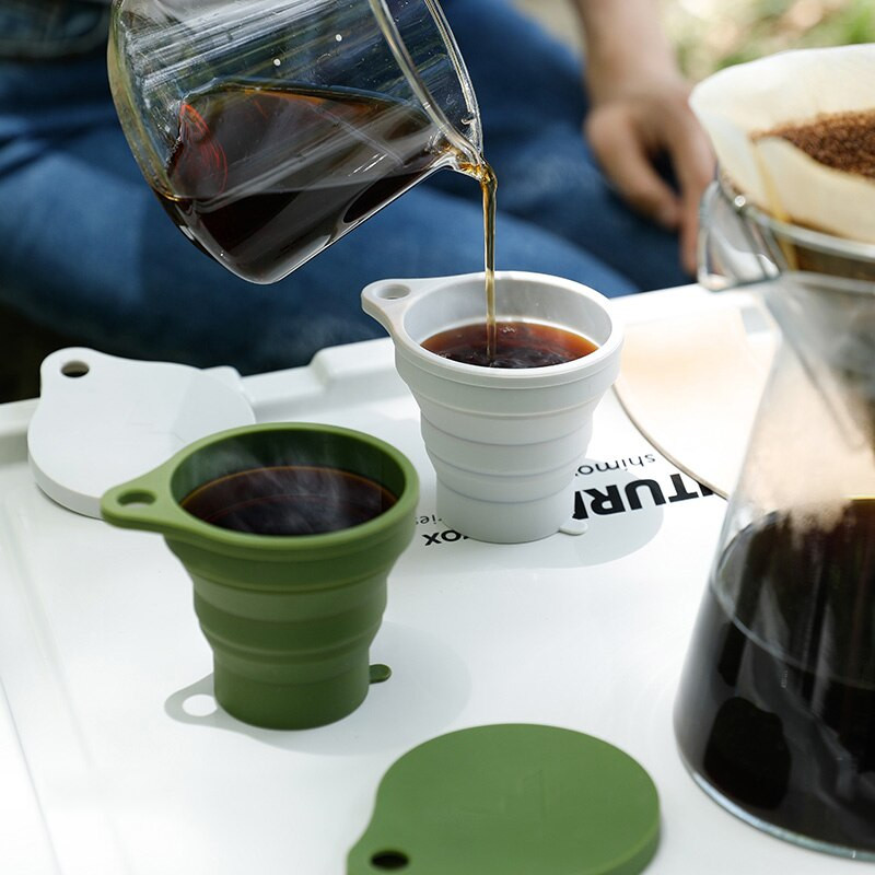 SHIMOYAMA 150ml összecsukható csésze mini visszahúzható csésze szilikon hordozható teáscsésze kültéri utazási kávés teleszkópos ivóbögre tetővel