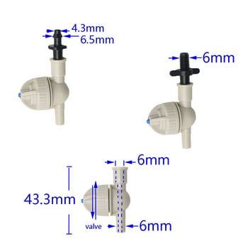 10 τμχ Βαλβίδα κατά της ομίχλης θερμοκηπίου Κρεμαστό ακροφύσιο 6mm έως 6mm Mini Valve for Mist Nozzle Garden Tap