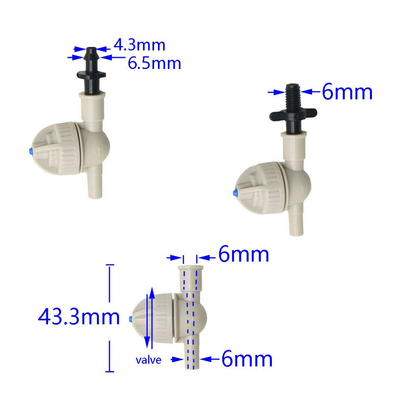 10 buc Supapă de aburire anti-picurare pentru seră, duză suspendată de 6 mm până la 6 mm, mini supapă pentru duză de ceață robinet de grădină