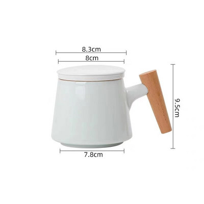 Ceașă cu infuzor de ceai, ceramică, simplă, cu capac, filtru, mâner din lemn, ceașcă cu lapte, cafea, suc, pahar, căni cu apă, băuturi