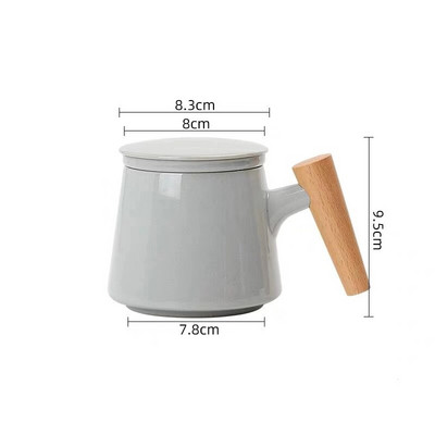 Ceașă cu infuzor de ceai, ceramică, simplă, cu capac, filtru, mâner din lemn, ceașcă cu lapte, cafea, suc, pahar, căni cu apă, băuturi