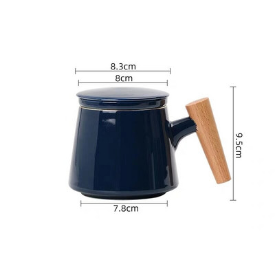 Ceașă cu infuzor de ceai, ceramică, simplă, cu capac, filtru, mâner din lemn, ceașcă cu lapte, cafea, suc, pahar, căni cu apă, băuturi